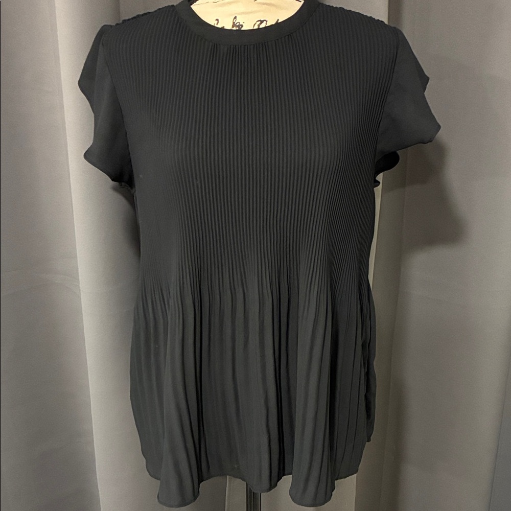 Adrianna Papell Black Pleated Blouse
